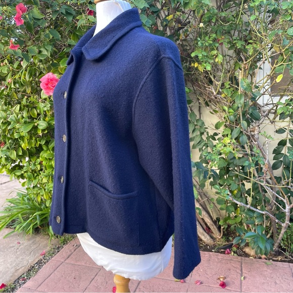 Cambridge Dry Goods Classic Preppy Sweater Cardigan Blue Pockets Brass Buttons - Picture 5 of 16